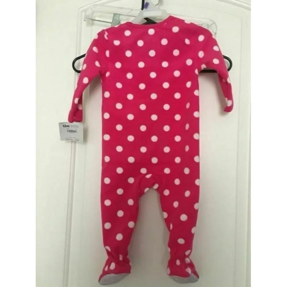 1pc Carter's Baby Unisex Baby Footed Polka Dot Fleece Pajamas 1pc Size 12 Months
